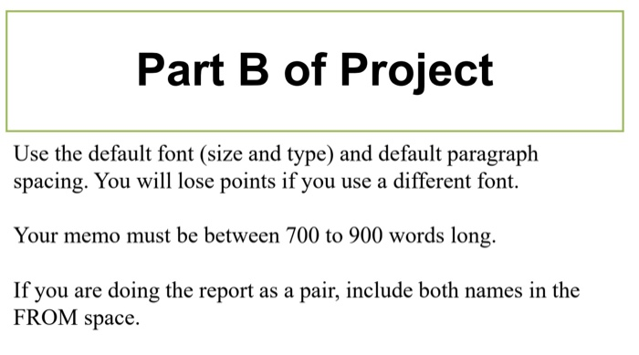 Part B of Project Task You are asked by your