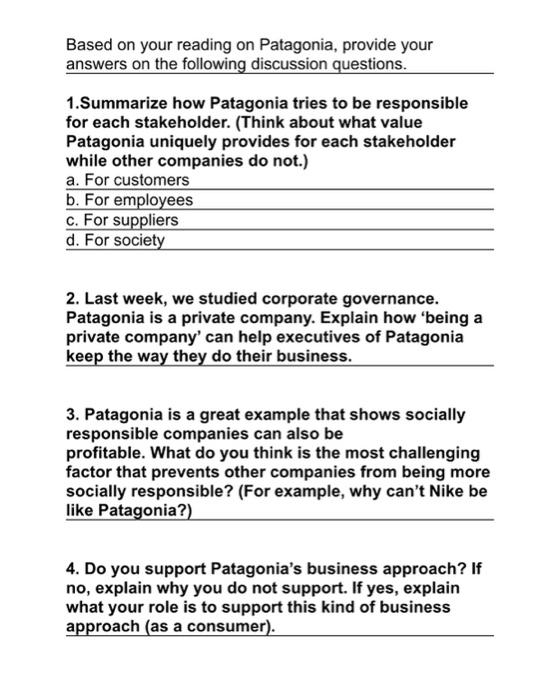 article; Patagonia: A sustainable outlook on