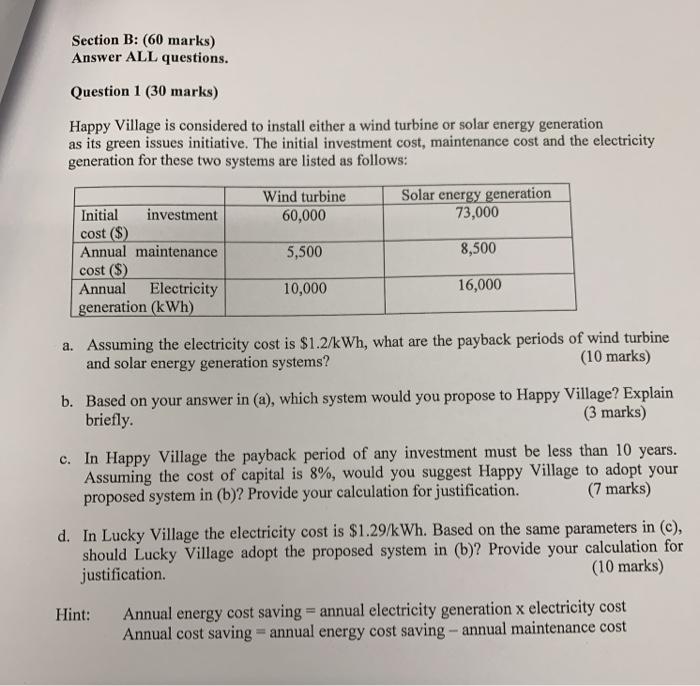 Section B: (60 marks) Answer ALL questions.