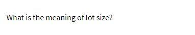 What is the meaning of lot size