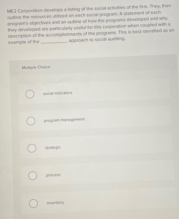 ME2 Corporation develops a listing of the social
