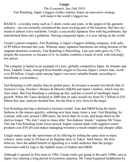 Uniqlo The Economist, Jun 24th 2010 Fast