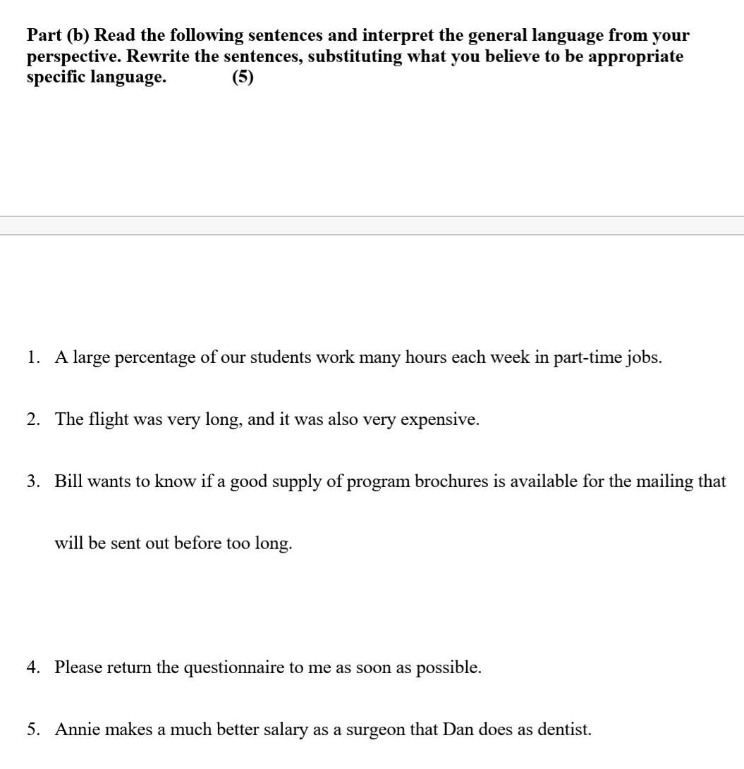 business communication. very urgent Part (b) Read