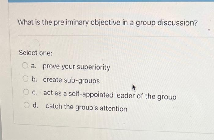 What is the preliminary objective in a group
