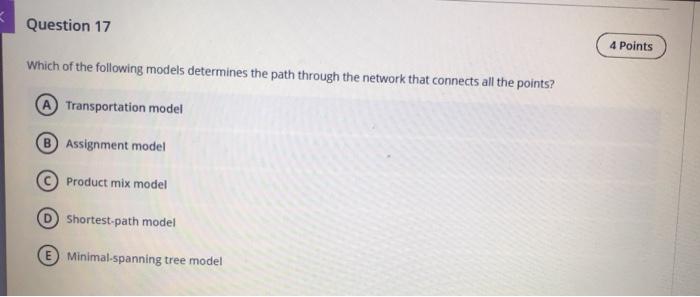 Question 17 4 Points Which of the following