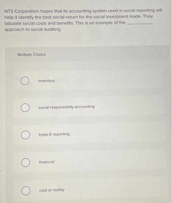 NTS Corporation hopes that its accounting system