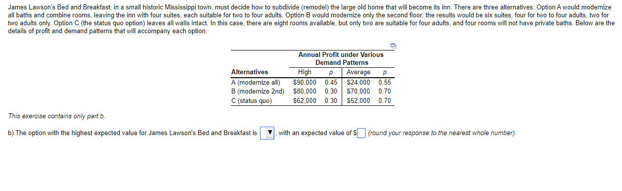 James Lawson's Bed and Breakfast, in a small