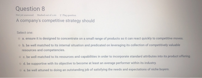 Question 8 Not yet answered Marked out of 1.00 P