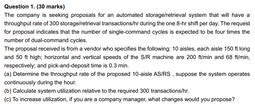 Question 1. (30 marks) The company is seeking