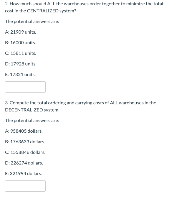 Question 1 100 pts A large distributor has 9