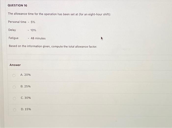 The allowance time for the operation has been set