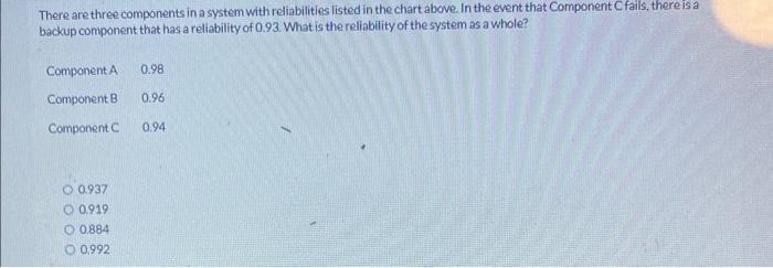 There are three components in a system with
