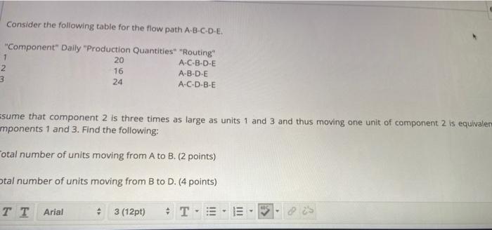 Consider the following table for the flow path