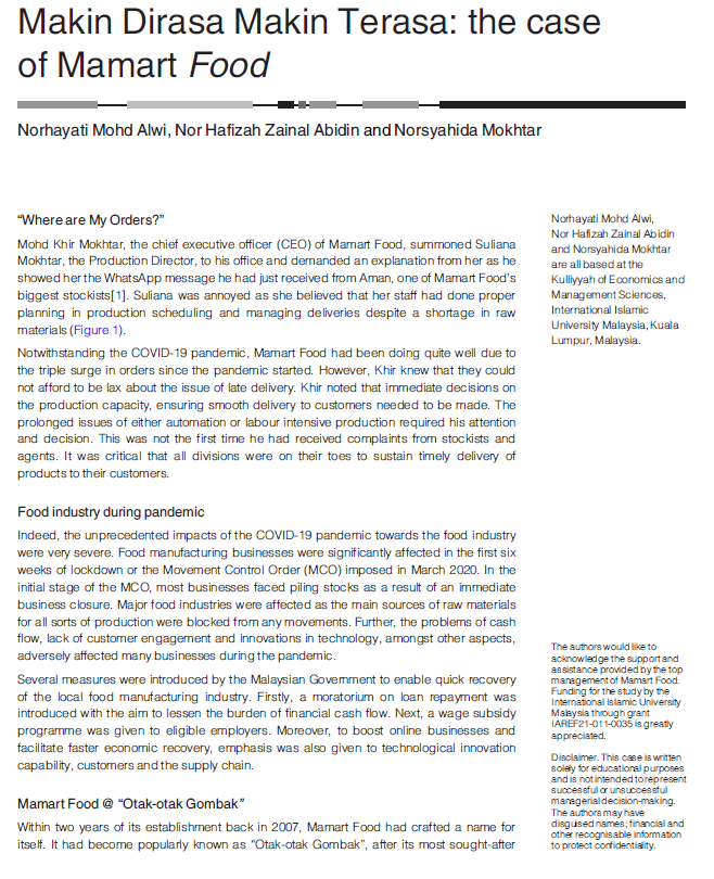 Makin Dirasa Makin Terasa: the case of Mamart