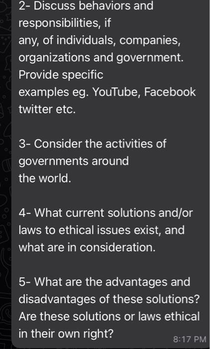 2- Discuss behaviors and responsibilities, if