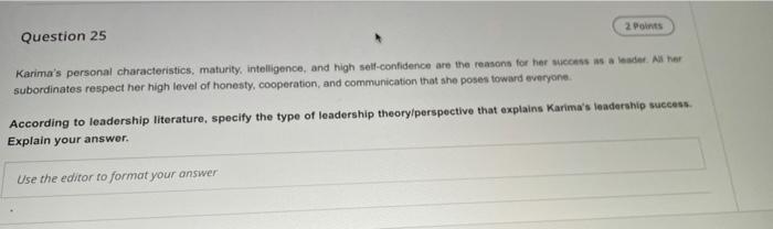 2 points Question 25 Karima's personal