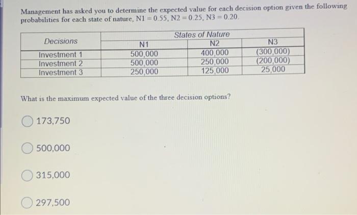 what is the maximum expected value of the three
