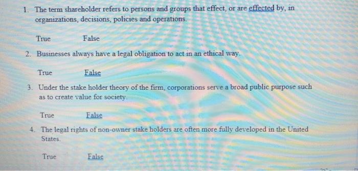 1. The term shareholder refers to persons and