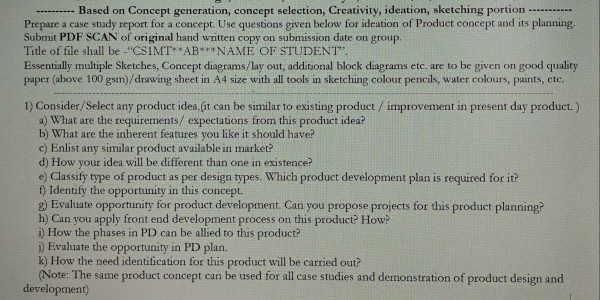 Based on Concept generation, concept selection,