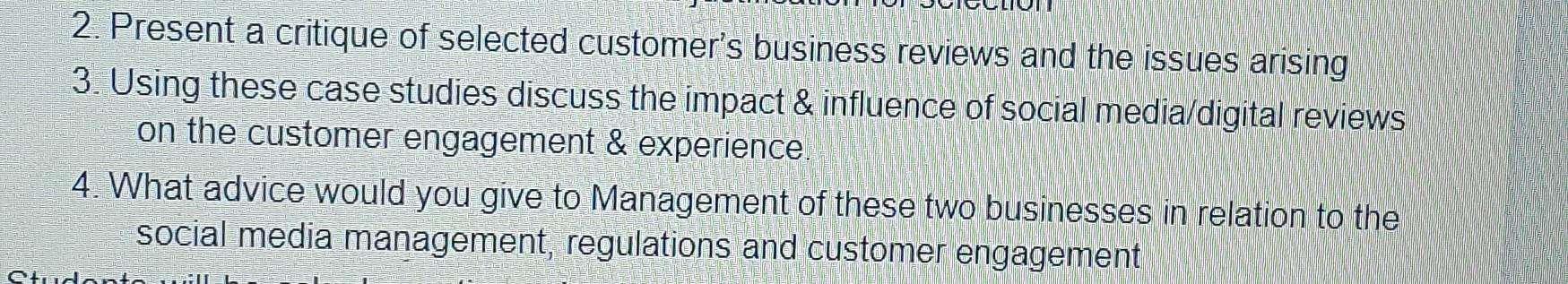 In this assessment, students will choose two