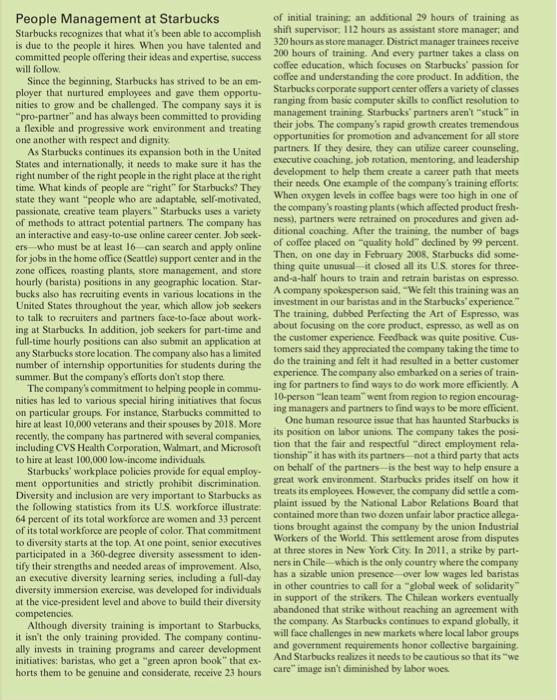 People Management at Starbucks of initial