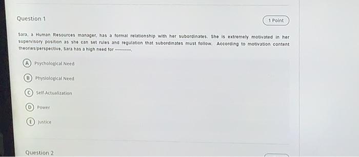 Question 1 1 Point Sara, a Human Resources