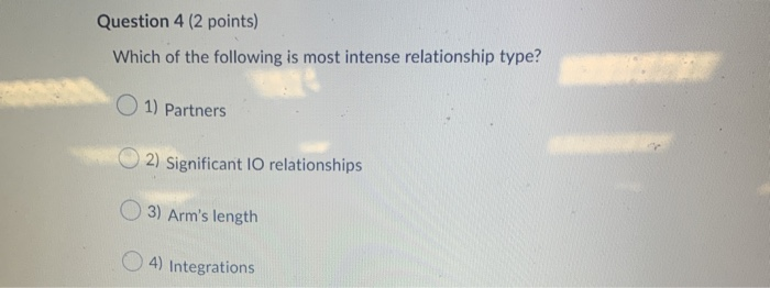 Question 4 (2 points) Which of the following is