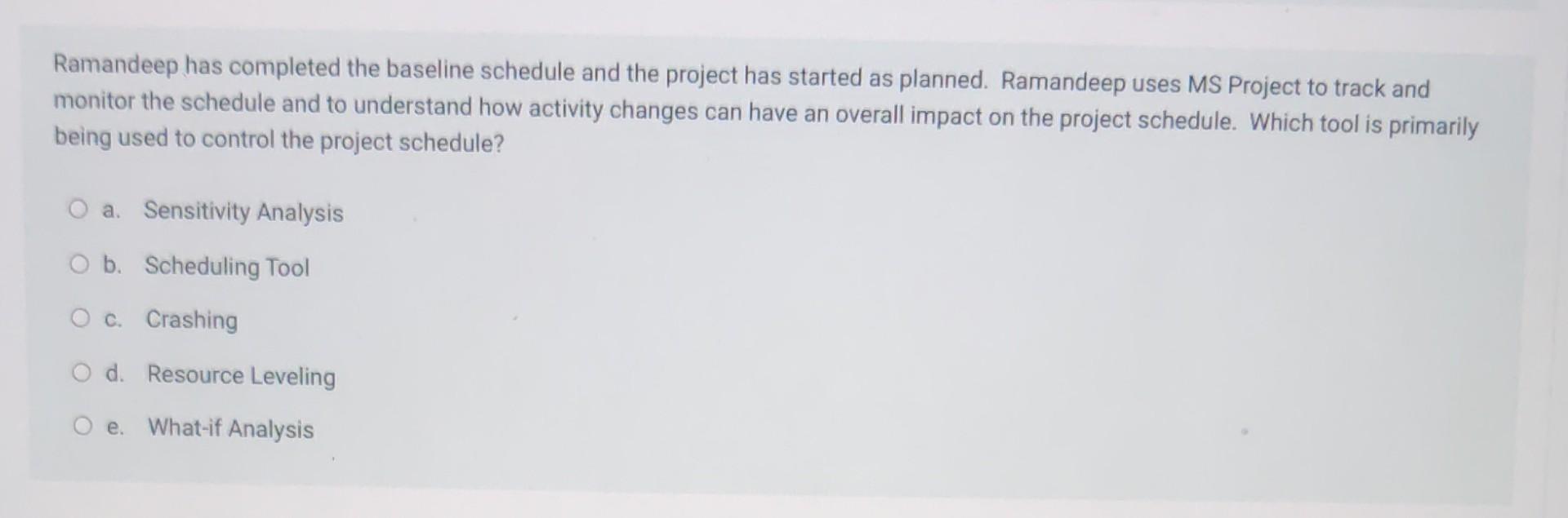 Ramandeep has completed the baseline schedule and