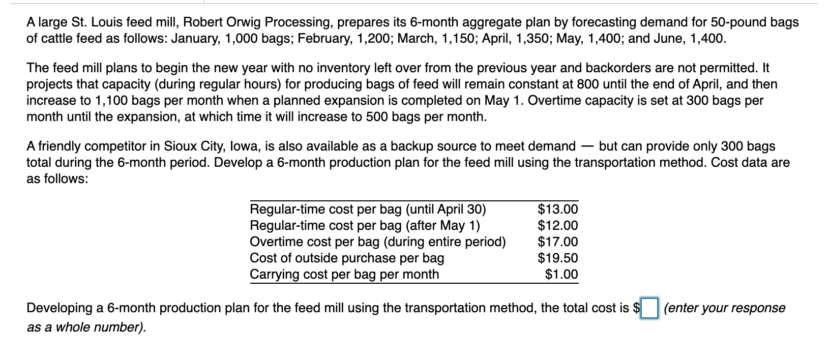 This is a supply chain question. A large St.