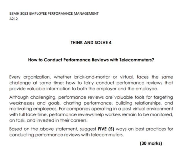 BSMH 3053 EMPLOYEE PERFORMANCE MANAGEMENT A212