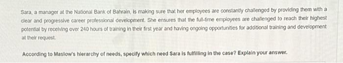 Sara, a manager at the National Bank of Bahrain,