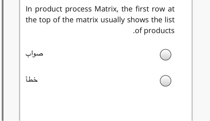 In product process Matrix, the first row at the