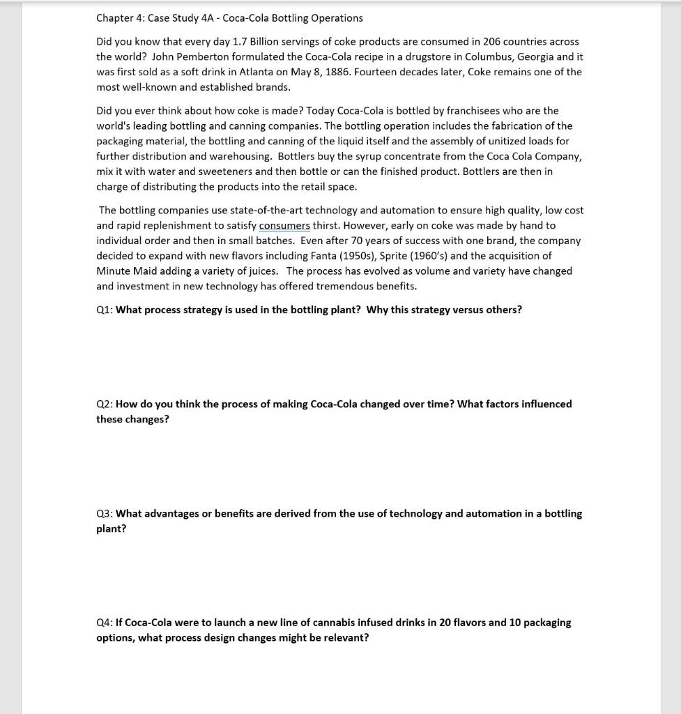 Chapter 4: Case Study 4A - Coca-Cola Bottling