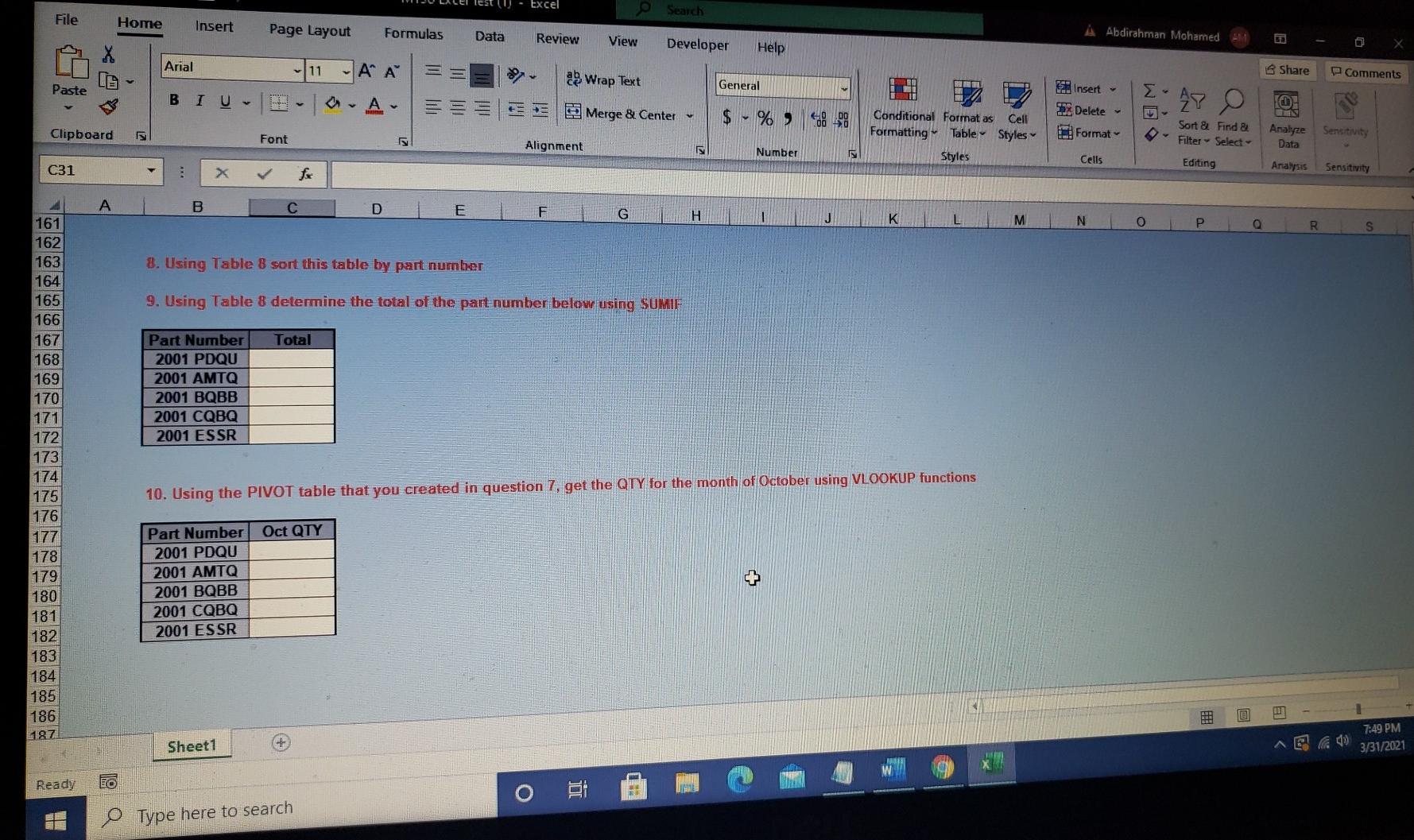 Arial Shar 11 A A General Insert - Paste . B I U