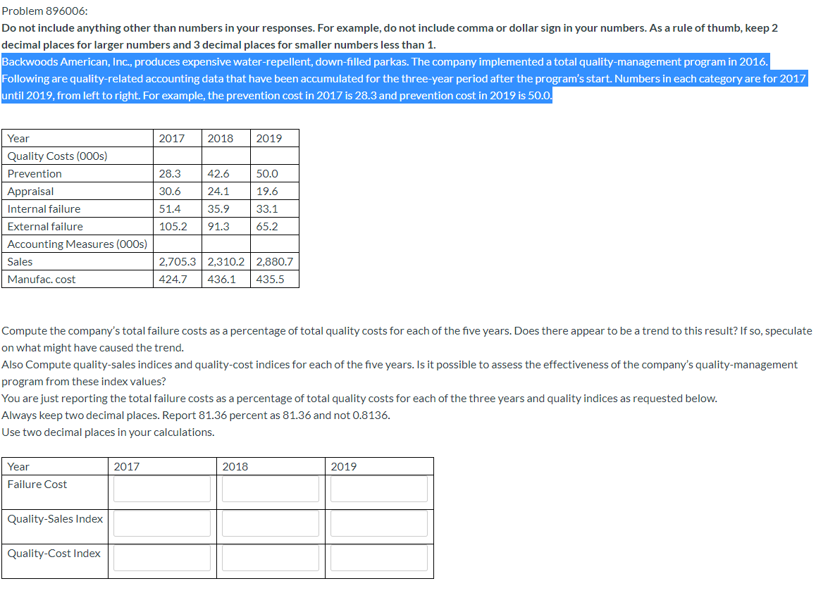 Problem 896006: Do not include anything other