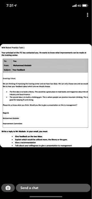 WM Retest Practice Task 1 Your principal at the