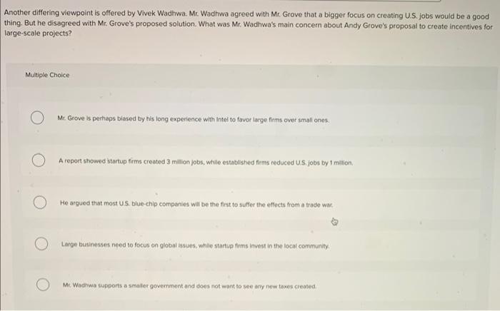 Another differing viewpoint is offered by Vivek