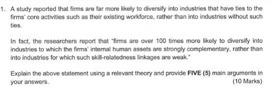 1. A study reported that firms are far more