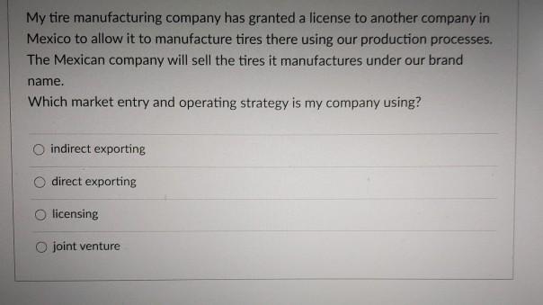 My tire manufacturing company has granted a