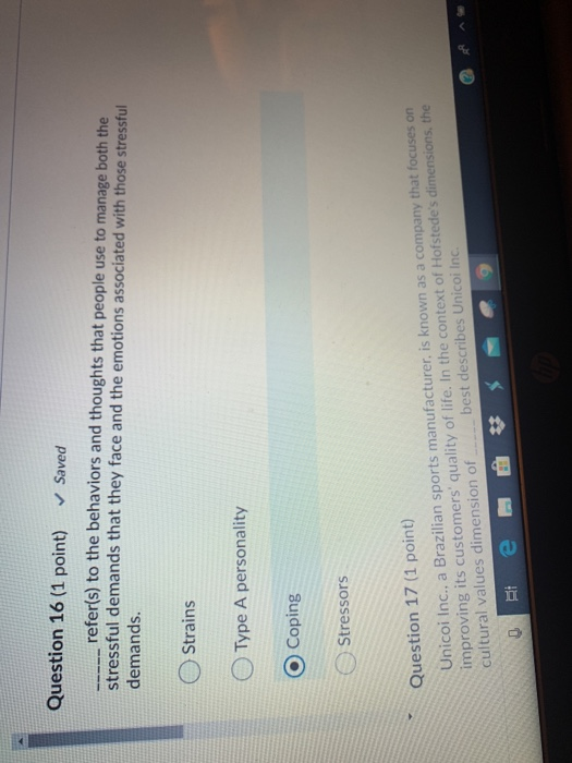 Question 16 (1 point) Saved refer(s) to the