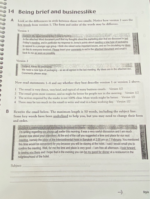 14 Being brief and businesslike A Look at the