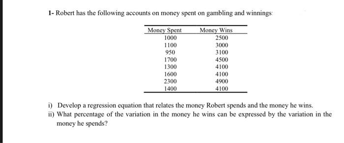 can you explain without using excel 1- Robert has