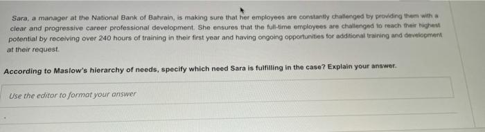 Sara, a manager at the National Bank of Bahrain,