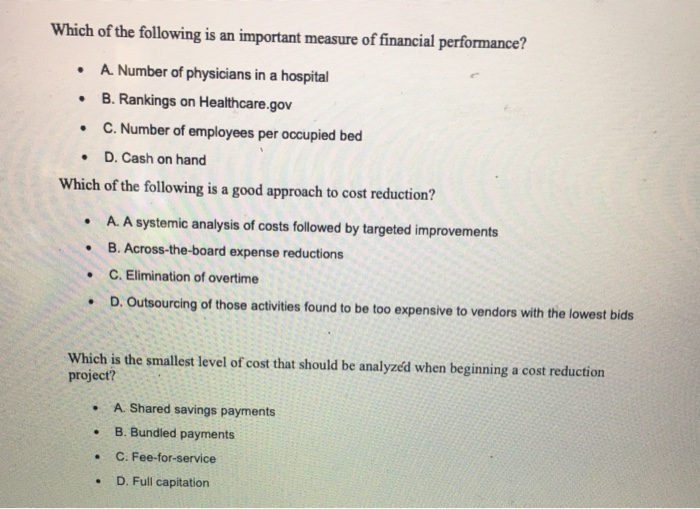 Which of the following is an important measure of