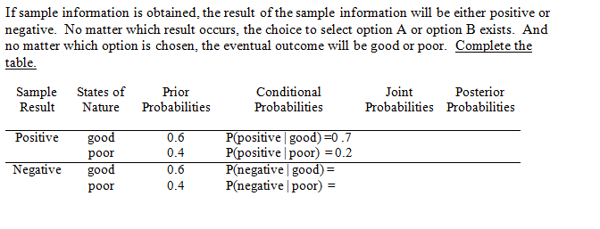 If sample information is obtained, the result of