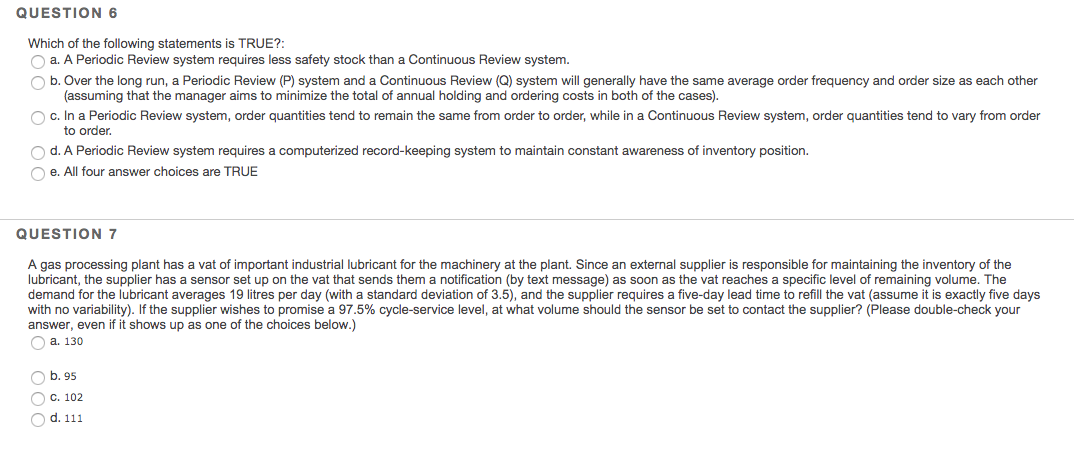 QUESTION 6 Which of the following statements is