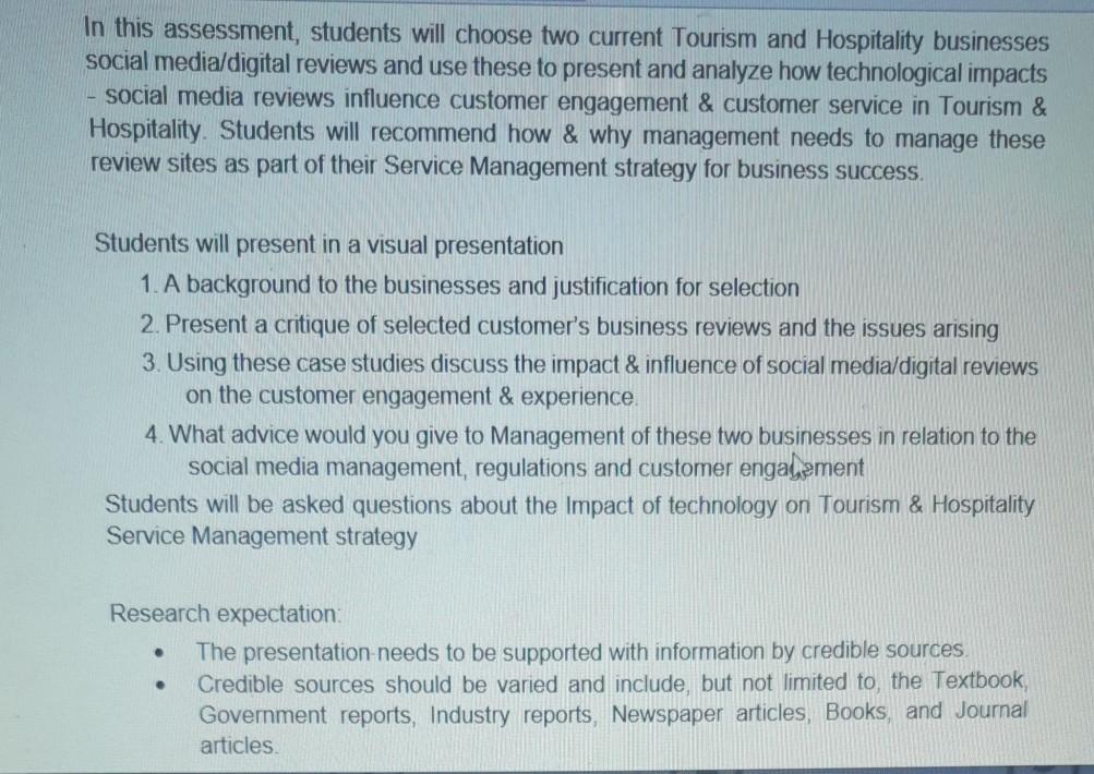 In this assessment, students will choose two