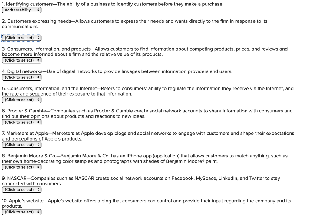 Options: Addressability, Interactivity,