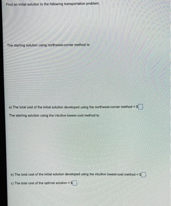 Find an initial solution to the following