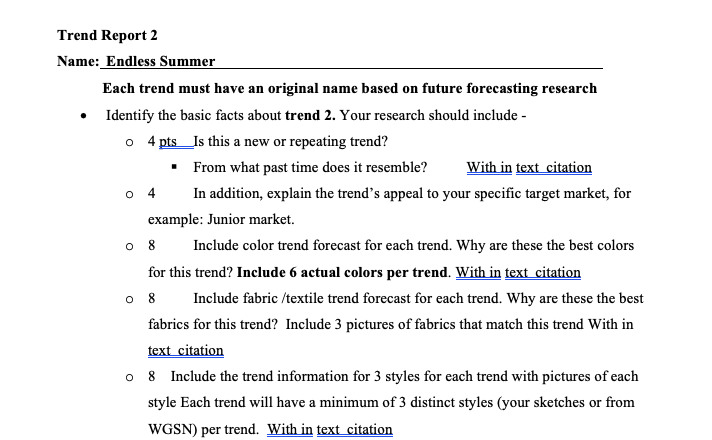 Forecasting Trend template/Rubric I have to